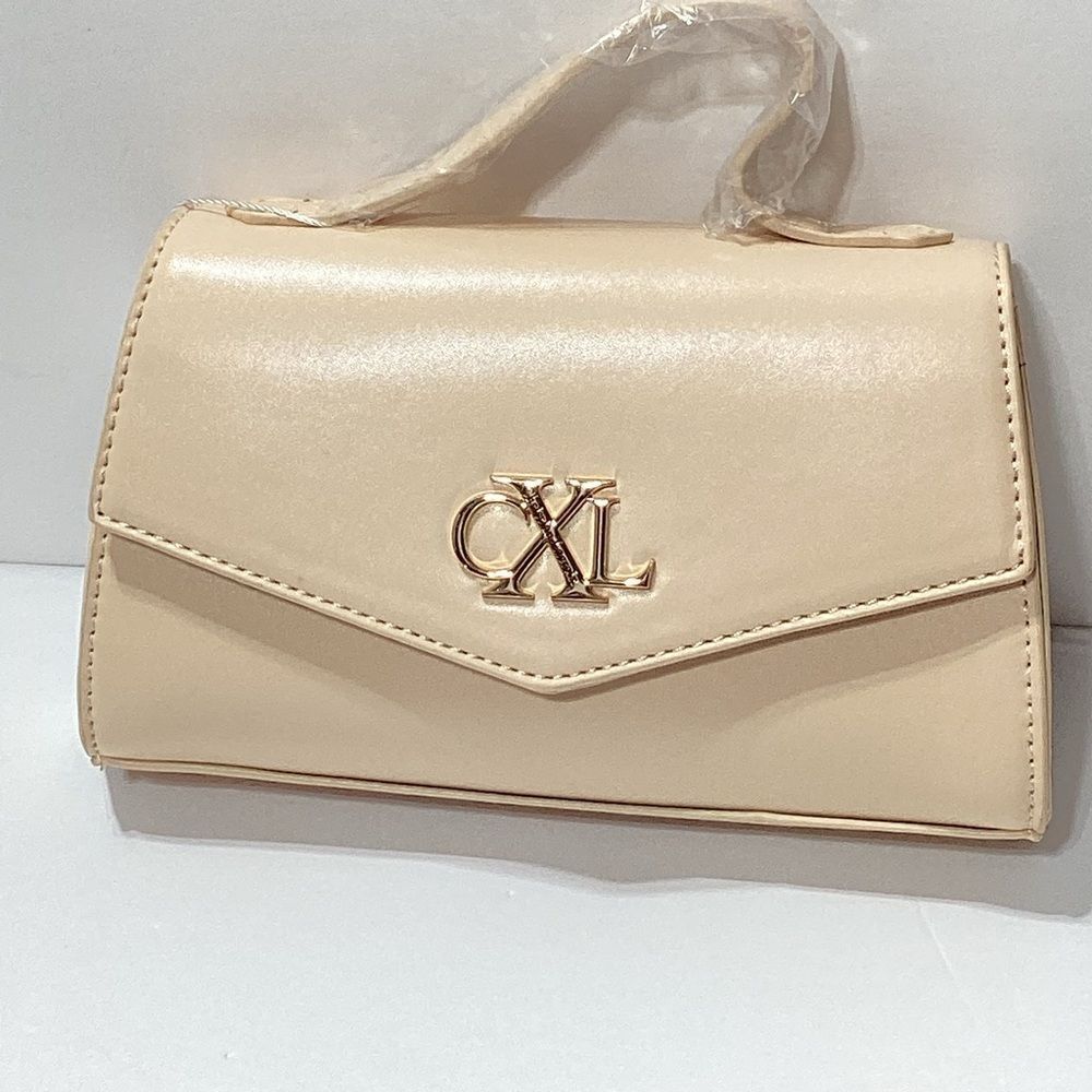 CXL Laine Matte Patent Crossbody Bag Cream Nude Clutch Style Purse NWT Strap
